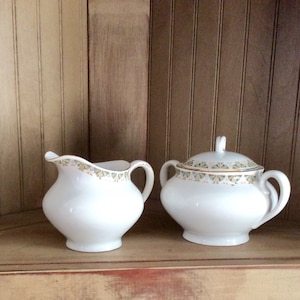 Vintage Czechoslovakia China Sugar and Creamer Set: Art Deco Kitchenware