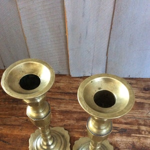 Vintage Brass Set of 2 Candlesticks Holders/Retro Pair of Tall Candlesticks Metal Square Based Candle holders/Cottagecore/Holiday Home decor