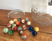 Vintage Marbles Agate Swirled Marbles Glass Marbles Marble Collection Cobalt Marbles in Canning Jar