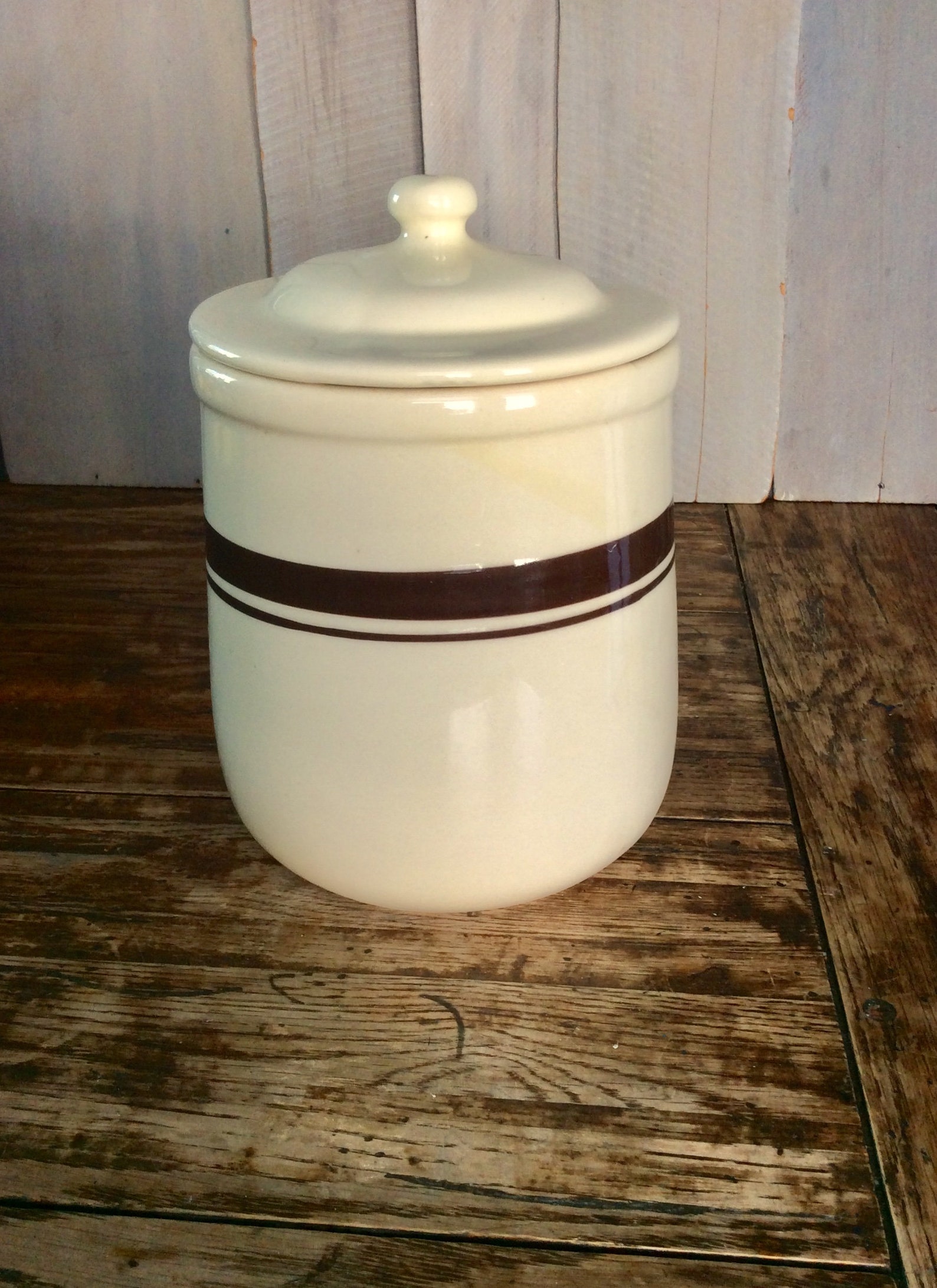 Vintage Mccoy Pottery Sugar Canister/ Brown Striped Pottery/ Etsy
