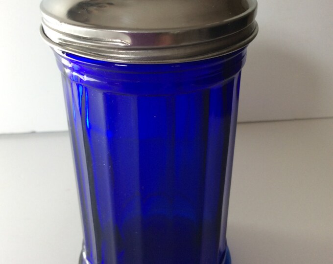 Vintage Retro Style Cobalt Blue Glass Sugar Dispenser / Blue