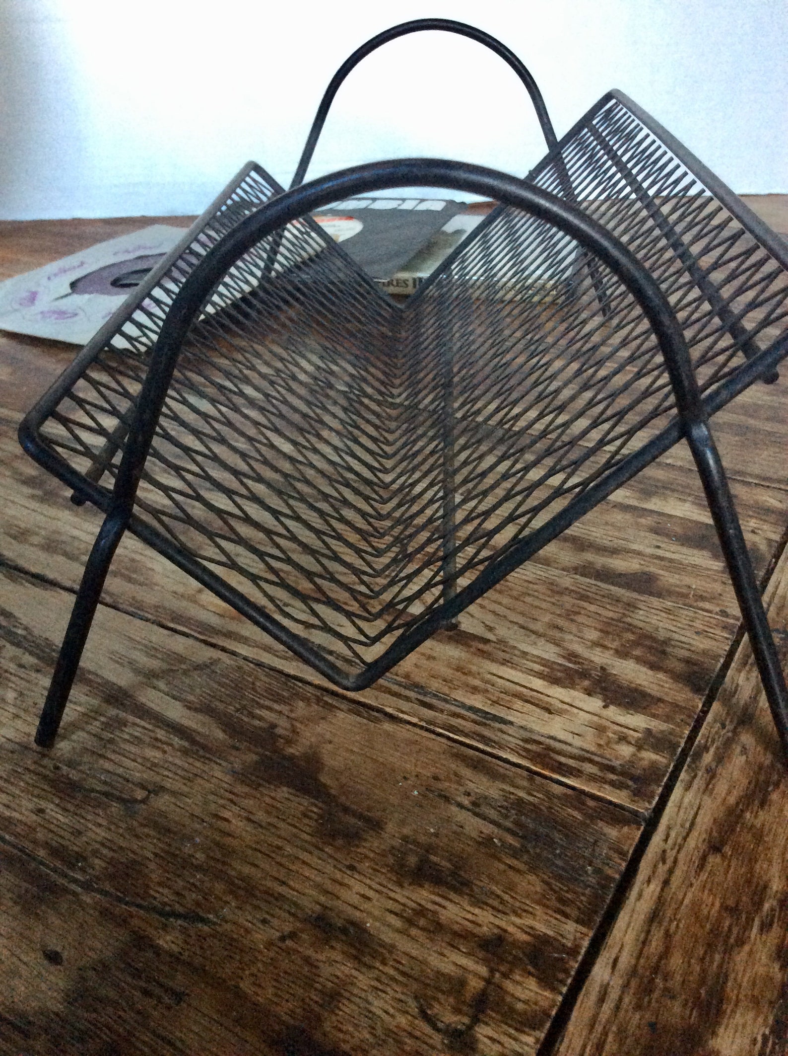 Vintage Mid Century Black Wire Book Rack / Metal Rack/ Record Etsy