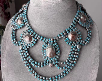 Bijoux MG Shades of Blue Czech Glass Statement Necklace - Etsy