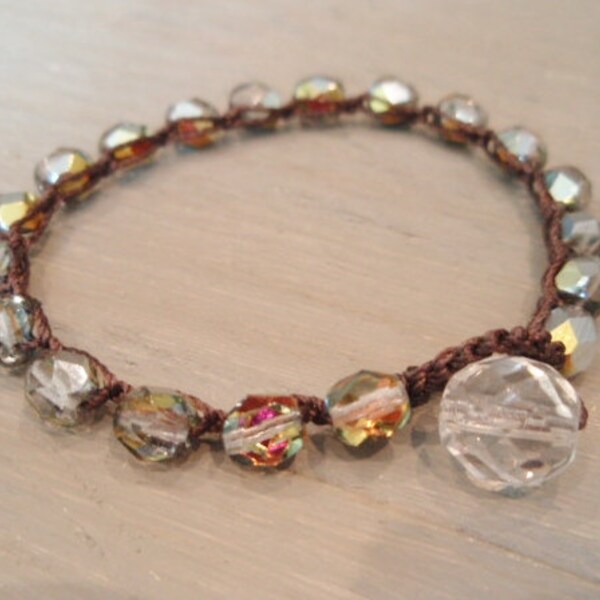 Bohemian crochet bracelet - slashKnots Stackers 'Heavenly' - fiery prism, metallic, boho chic jewelry, sparkily boho rocker girl glam