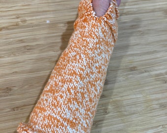Writer's gloves in orange and white cotton -- for writing, yoga, iPhone