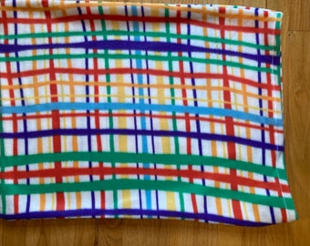 Simple Standard Size Fleece Pillowcase: Bright Plaid
