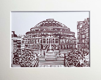 Tirage original en linogravure du Royal Albert Hall