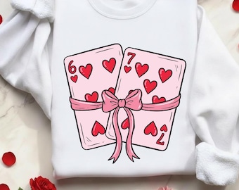 Speelkaarten Valentijn 6 7 PNG | Preppy Six Seven Valentines-ontwerp | Coquette grappige T-shirtafbeelding