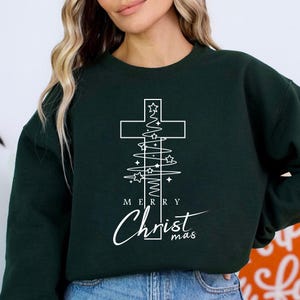 Árbol de Navidad cristiano SVG PNG, diseño de cruz de Jesús, SVG de fe, SVG de Feliz Navidad, decoración navideña religiosa, descarga digital