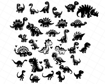 Cute Dinosaur SVG Bundle, dinosaur clipart, dinosaur silhouette svg, kids dinosaur svg, t-rex svg, dino svg, all in one svg, dinosaur png