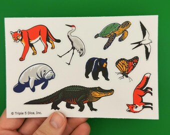 Florida Wildlife decals, native animal sticker sheet