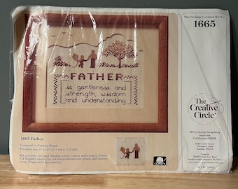 Vater Kreuzstichpackung, Vater ist Sanftheit und Stärke, Weisheit und Verständnis, #1665, Patricia Nagai, fertige Größe 20 x 25 cm, Passepartout enthalten