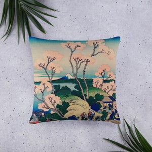 Basic Pillow, Cherry Blossom, Mt Fuji Design, 20 X 12 Inch, 18 X 18 Inch, or 22 X 22 Inch, Decorative Throw or Accent Pillow, Sofa accessory
