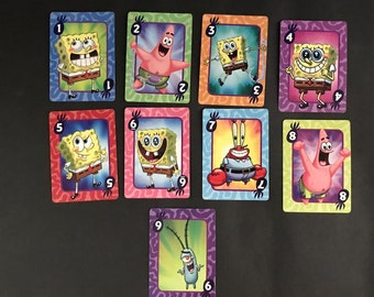 Sponge Bob Square Pants, Swap Cards, Patrick, Plankton, Mr Krabs, Spit Deck, Nickelodeon, 9 Cards for Paper Crafts, Scrapbook, ATC, Collage