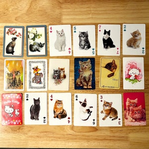 Rebuts de cartes à jouer pour les amoureux des chats, 1 modèle de chaque modèle, cartes à thème chat vintage et nouvelles avec Hello Kitty, Chessie, paires de chatons mignons, félins idiots