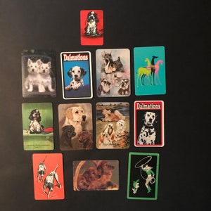 Just Dogs, Playing Card Scraps, Lot of 12, Mostly Vintage Cute Puppy Dog Cards for Scrapbook Projects, Collage, Paper Craft, Mixed Media image 2