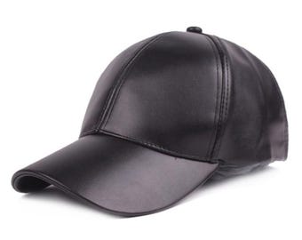 Gorras de béisbol de cuero 100% originales para hombre / Gorra negra de cuero puro fresco
