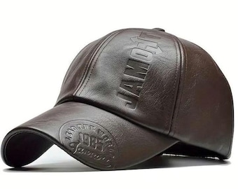 Gorra de béisbol de cuero premium, ajustable y casual.