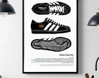 Inspired Adidas Superstar Line Art Silhouette Wall Piece 3D Printed Sneaker  Head Gift for Him - Etsy
