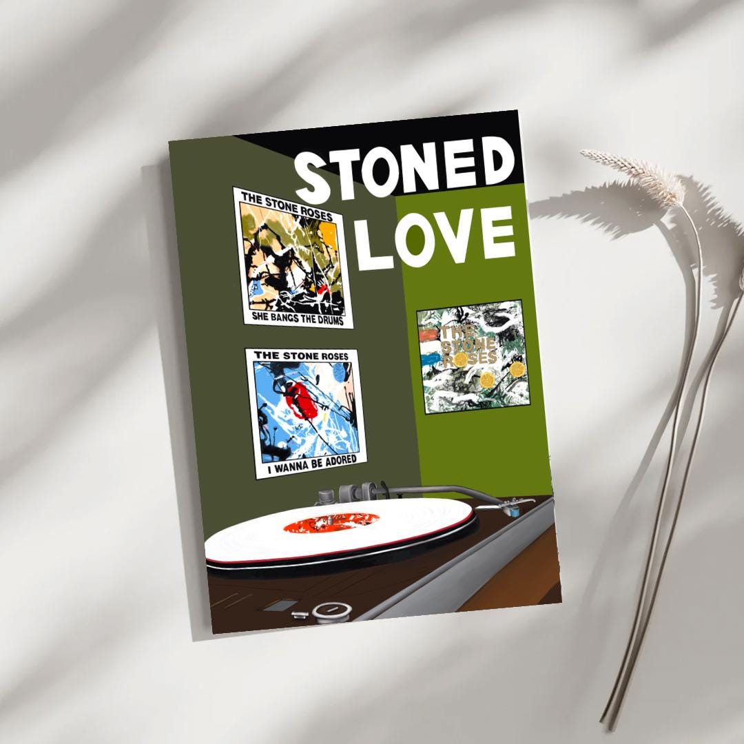 Stoned Love A5 Matte Greeting Card. Stone Roses Record Player Hand ...