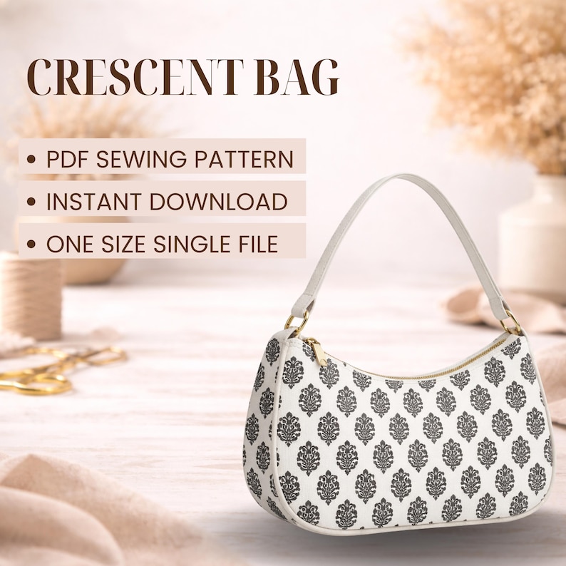 Crescent Bag Sewing Pattern PDF | Beginner Friendly | | Crossbody Purse ...