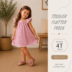 Toddler Flutter Dress Sewing Pattern: Girls 4T Summer Outfit (PDF Download)