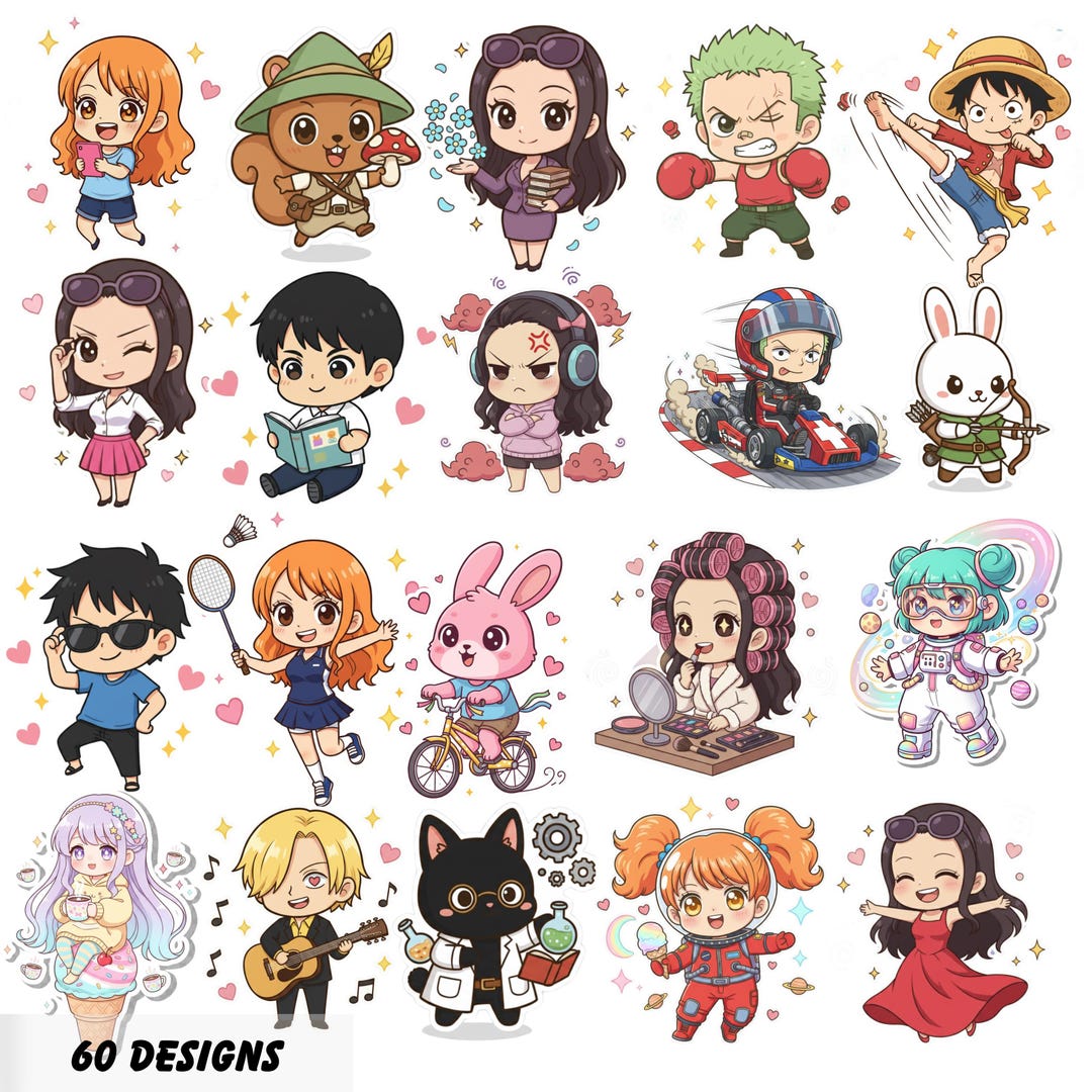 Sticker Chibi Chibi Anime Stickers | Planner Stickers, 60 Pngs (digital Download) - Etsy