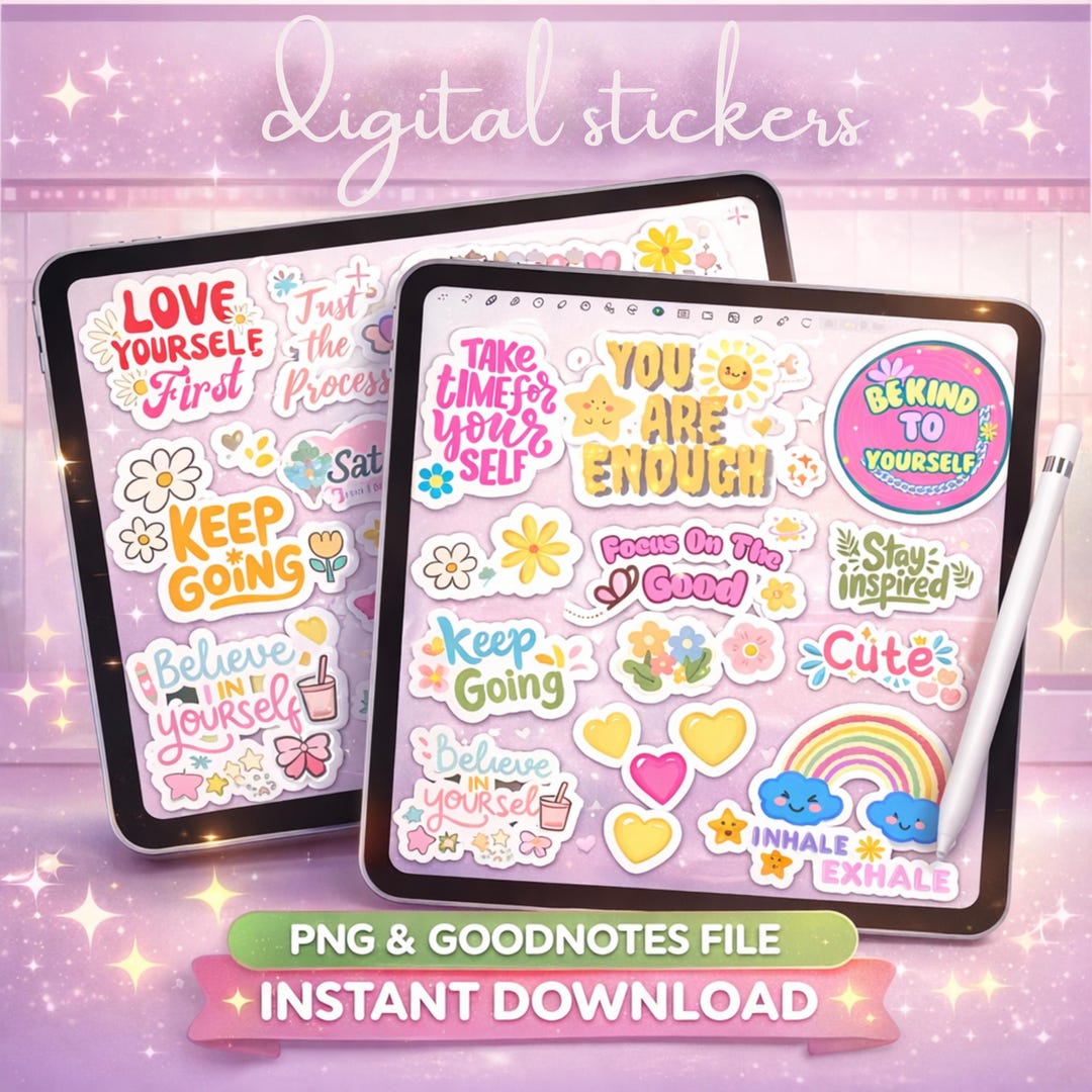 Minimalist Digital Planner Stickers Cozy Self Care Quotes Printable ...