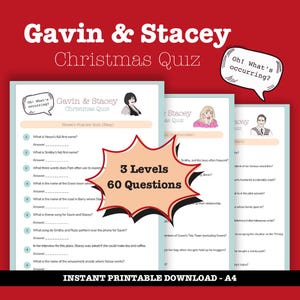 Gavin And Stacey Quiz Printable – Ultimate Fan Trivia Game (3 Levels) | Instant Download