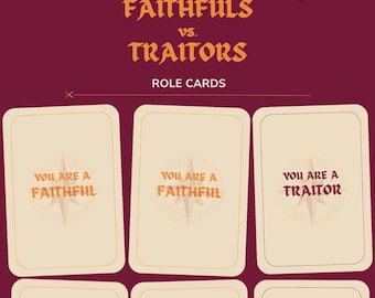 Faithfuls vs Traitors Role Cards | Printable Party Game Download | Murder Mystery Dinner Night Inspired by The Traitors