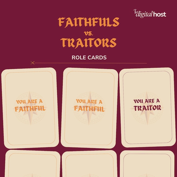 Faithfuls vs Traitors Role Cards | Printable Party Game Download | Murder Mystery Dinner Night Inspired by The Traitors