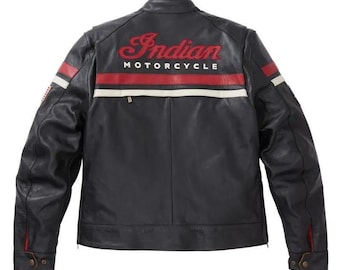 Men's Indian Motorcycle Jacket Black New Style genuine Cowhide Leather Biker Jacket