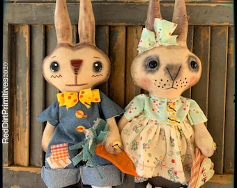 Primitive Bunny Couple "The Cadburys' Mailed Pattern