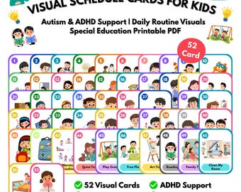 Visual Schedule Cards for Kids | Autism & ADHD Support | Daily Routine Visuals | Special Education Printable PDF PNG