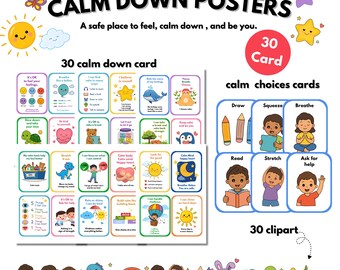 Calm Down-posters voor kinderen afdrukbaar, Calm Corner-posters, kunst aan de muur emotionele regulatie, decor SEL-klaslokaal, ADHD Autisme-ondersteuning