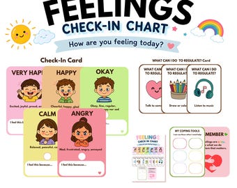 Feelings Check-In Chart for Kids Printable, Emotional Regulation Cards, SEL Feelings Chart, Calm Corner Tool, ADHD Autism Visual Support