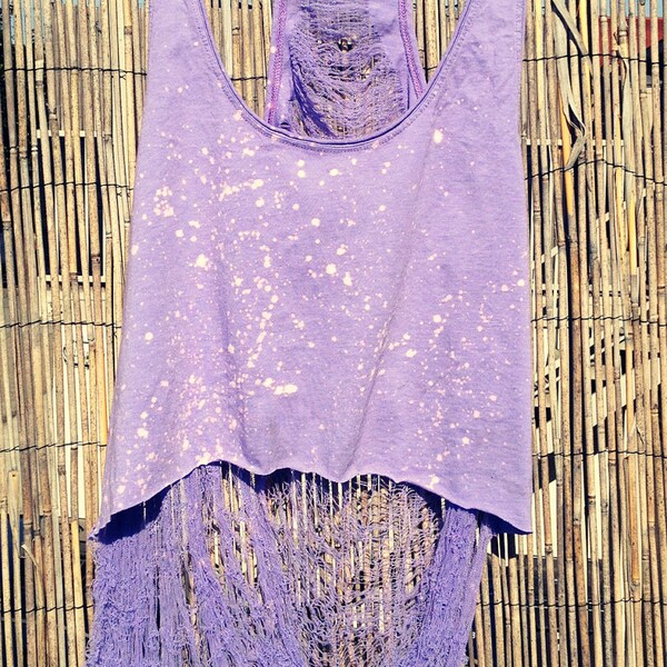 Shredded Crop Tank, Boho Hippie (M)