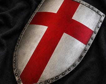 Medieval Crusader Heater Shield, Templar Knight Shield, Handmade Steel & Wood LARP Armor