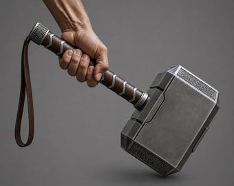 Aluminium Thor Mjolnir-hamerreplica met leren handgreep – cosplay prop uit de Noorse mythologie