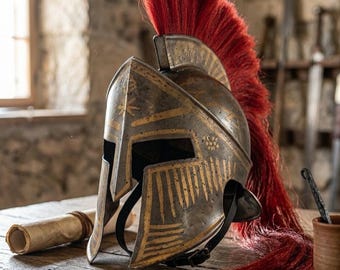 Spartan Helmet Handmade Steel Armor Ancient Greek Warrior Cosplay LARP Wearable Display Helmet