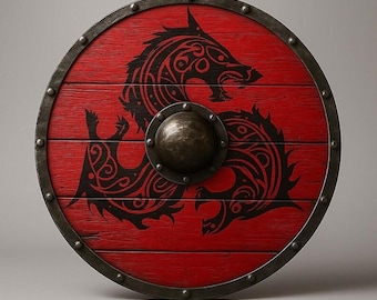 Medieval Vikings Era Adult Size 24" Shield Handmade Natural Wood & Iron Battle Play