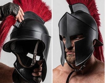 Black Spartan Helmet 300 Movie King Leonidas Replica Steel Armor Cosplay LARP Wearable Helmet