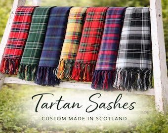 Handmade Tartan Sash: Scottish Clan Scarf, Highland Wear