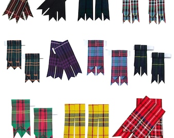 Scottish Tartan Kilt Flashes - Traditional Kilt Hose Socks - Matching Pair of Flashes  - 60+ Tartan Flashes