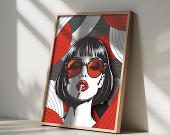 Retro Pop Art Woman Portrait – Stylish Girl Illustration (Digital Download)