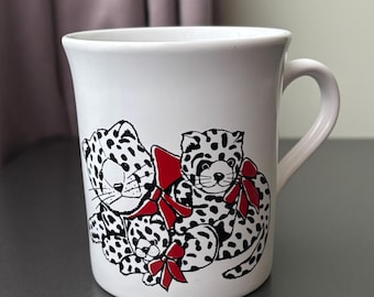 1980s Leopard Family + Bows Mug Made in England
