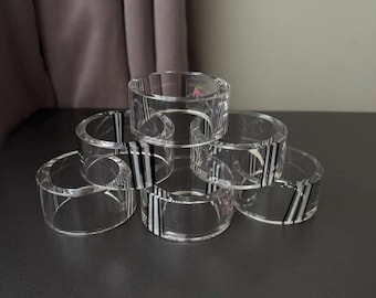 Caithness Crystal  Glass 'Charisma' 6 x Napkin Rings