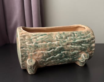 Vintage Log Small Tabletop Planter