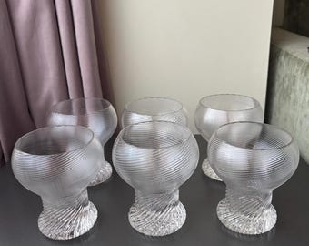 1970s Rosenthal Studio Linie Twist Ribbed Set of 6 Glasses