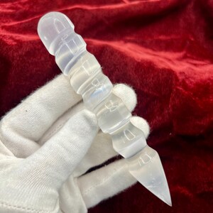 Hand Carved Natural Selenite Crystal Wand | Polished Energy Pointer | Reiki Meditation Tool | Altar Decor | Crystal Healing Gift